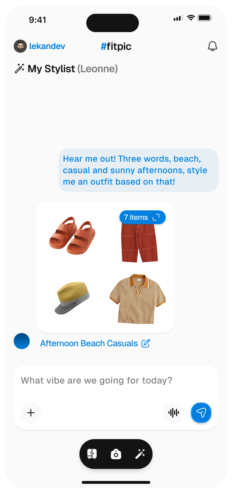 Leonne AI stylist screen